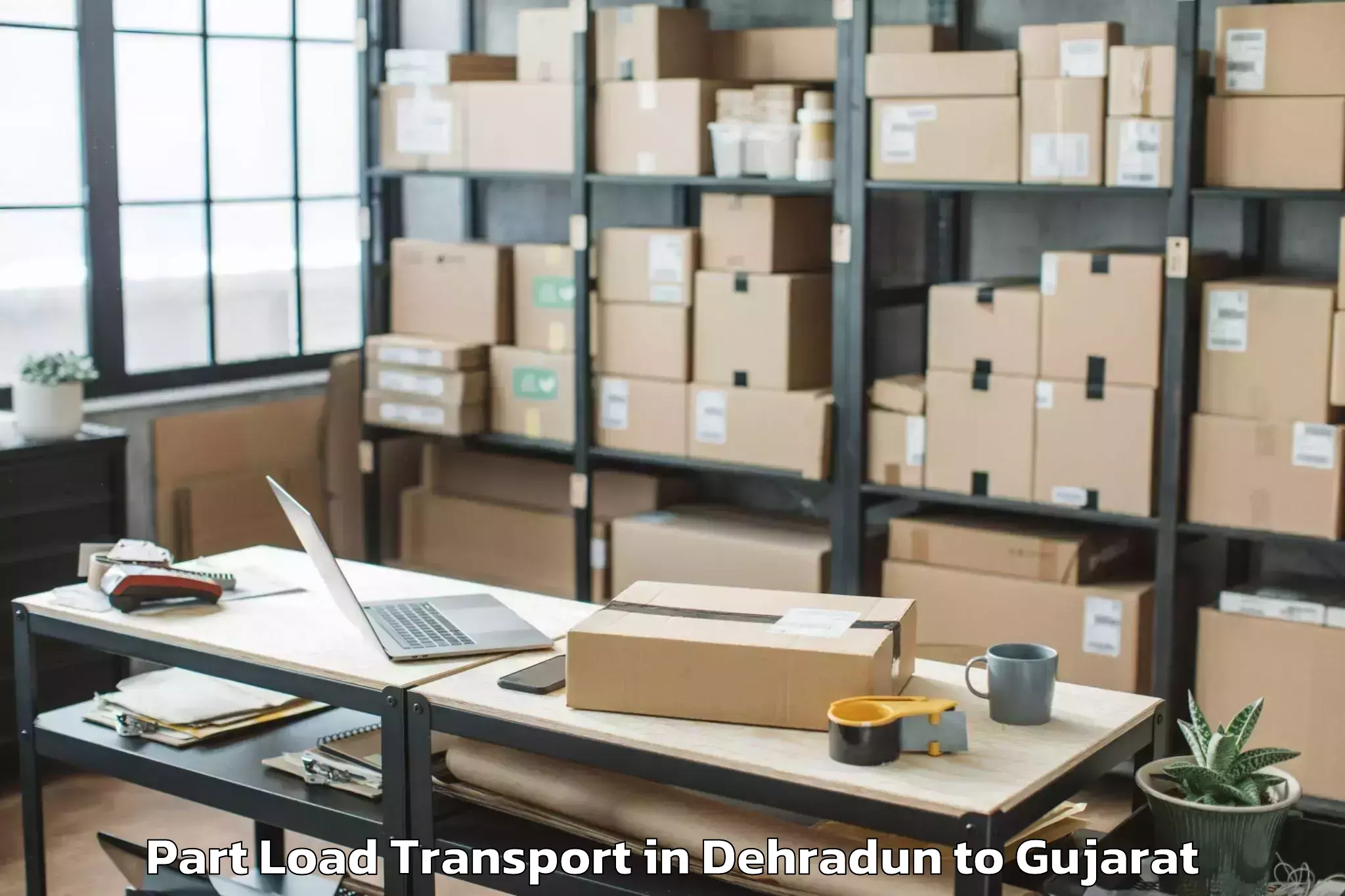 Book Dehradun to Sarkhej Part Load Transport